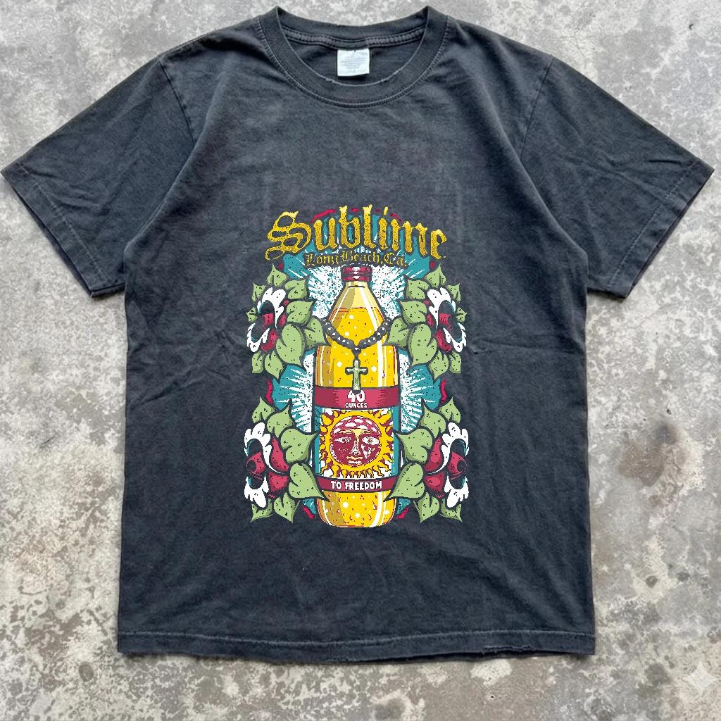 Sublime Long Beach CA Black Unisex Tshirt Fan Gift Casual Street Print Daily Tshirt S