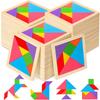 5-100 Peças Quebra-Cabeças Tangram de Madeira Atacado Para Aluno Formas Quebra-Cabeça Bloco Lógico Cérebro Para Jogo Tangram Bloco de Padrão Geométrico