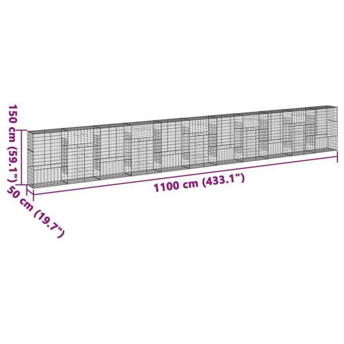 VidaXL Gabion Basket with Lid 1100x50x150 Cm Galvanized Iron, Gabion Wall, Gabion Retaining Wall, Fence In 3295164