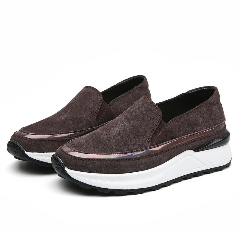 

Autumn and winter new platform single shoes muffin shoes soft leather soft sole women s shoes one pedal large size loafers work shoes 41