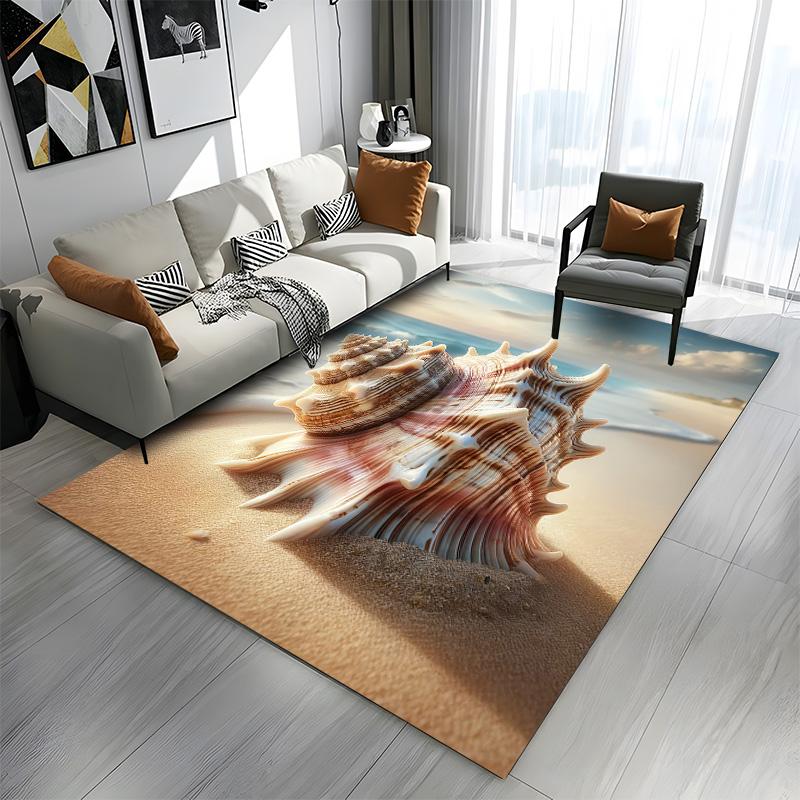 Beach Seashell with Ocean Sunset Patterned Carpet a Non Slip Rug Suitable for All Seasons and Any Setting, Gift