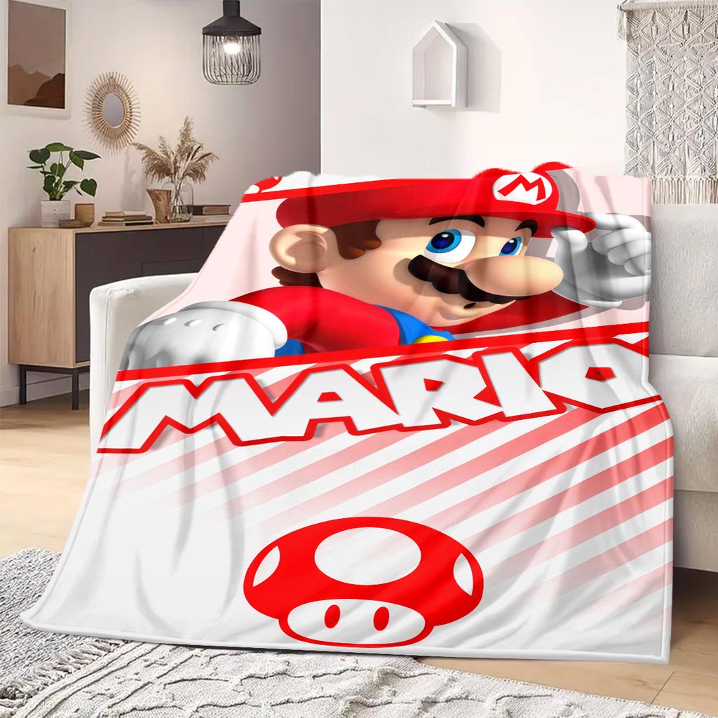 Mario Anime Print Blanket Warm Comfortable Flannel Blanket Suitable for Bedrooms, Sofas, Beds, Chairs, Picnics, Travel