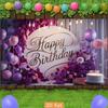 2D Elegant Purple Flower Happy Birthday Photography Background