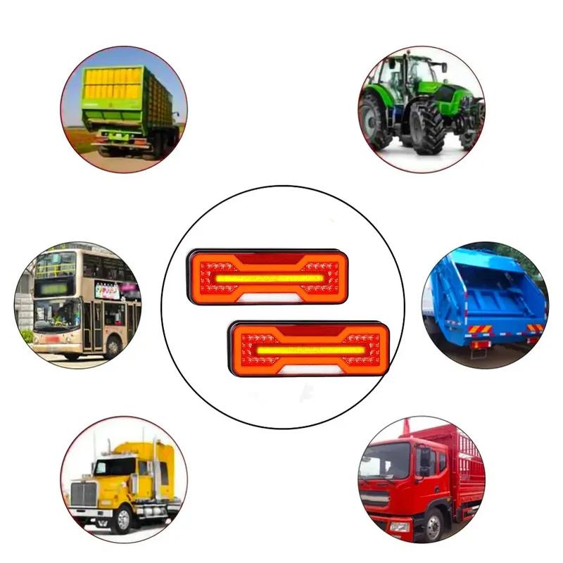 ATVOV 2PCS 12V 24V LED Combination Tail Light Turn Signal Brake Reflector Reverse Lamp Trailer Truck Tractor Camper Waterproof