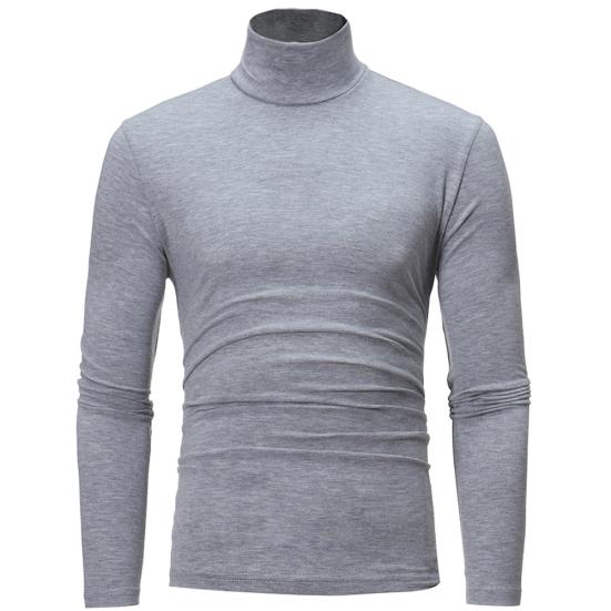 Men Fashion Solid Color Long Sleeve Turtle Neck Slim Fit T-Shirt Bottoming Top