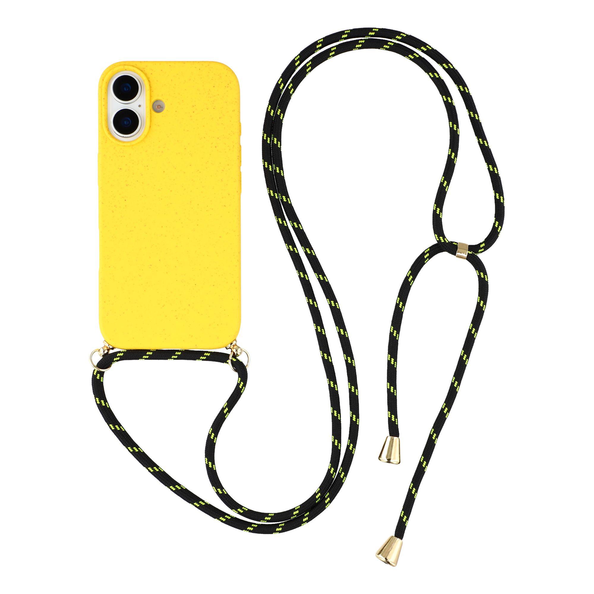 For iPhone 17 Case Biodegradable Wheat Straw + TPU Eco-Friendly Phone Cover with Lanyard D