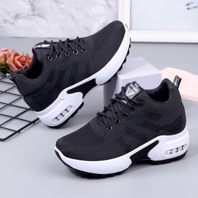 2024 Damen Mesh Atmungsaktiv Casual Sneakers Damen Frühjahr Plateau Heels Wedges Höhe zunehmende Gestrickte Damen Vulkanisierte Schuhe