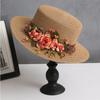 spring summer flower hat French women's straw flat hat elegant beach hat Barrel cap sun hat outdoor travel sun hat wholesale