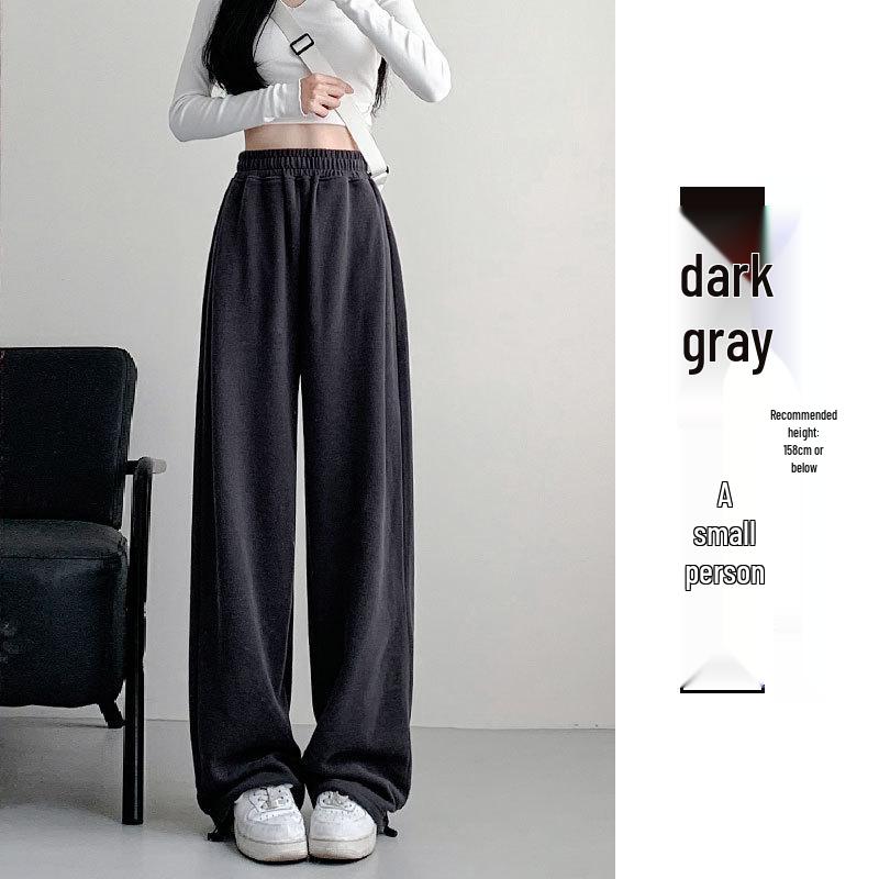 

Женские серые спортивные брюки прямого кроя с манжетами и высокой посадкой на кулиске, 2024 L [105-120]