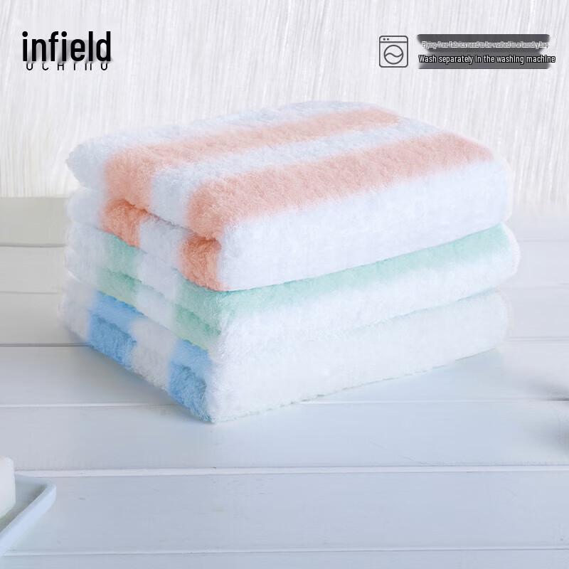 UCHINO No-Twist Pure Cotton Antibacterial Striped Towel 3-Pack 88g