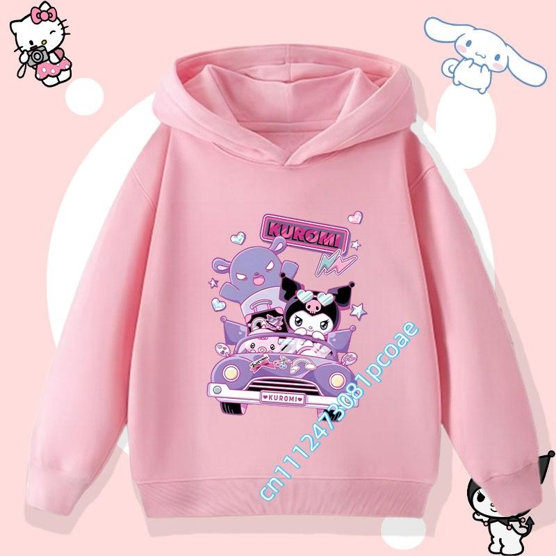 2026 New Kurumi Children's Hooded Sweatshirt Boys' Sport Shirt Girls' Casual Top Sanrio Cartoon Print Fall/Winter Pullover Shirt