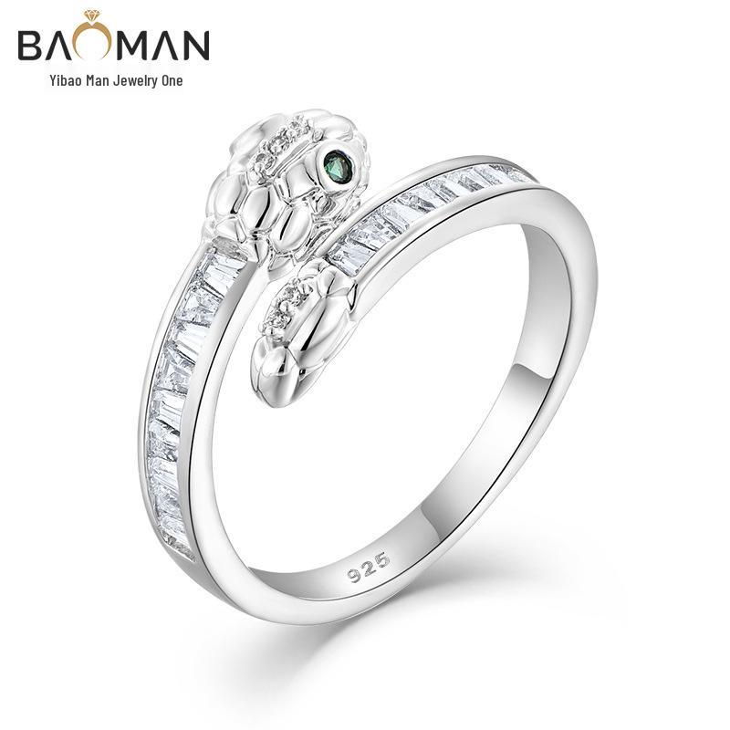 925 Sterling Silver Adjustable Snake Ring - Women's High-End Luxury Niche Design