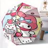 My Melody & Pochacco Strawberry Cake Design Automatic 3-Fold Cartoon Umbrella Design, Cute Cartoon Pattern, Portable Outdoor Umbrella, Perfect, Holida