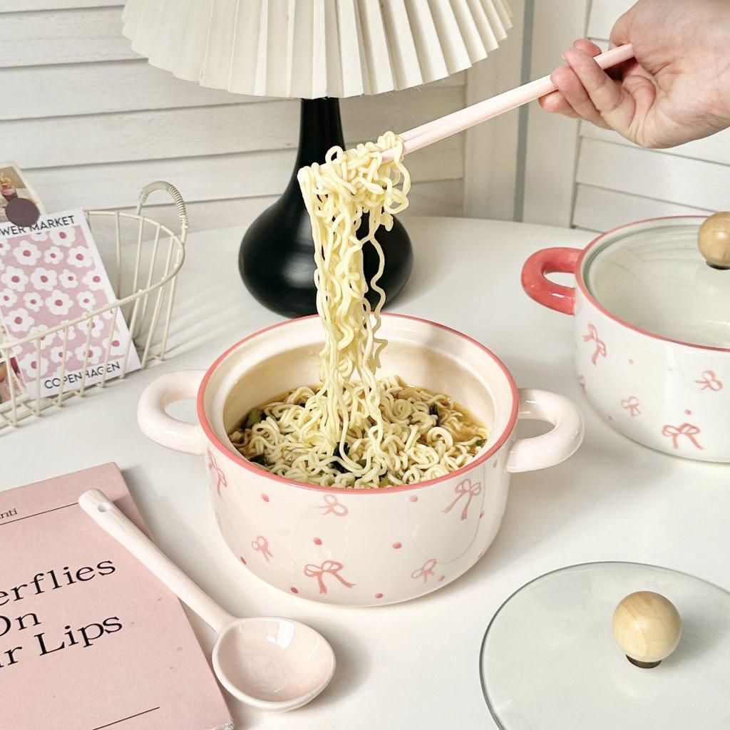 Large Capacity Bow Tie Noodle Bowl for Students