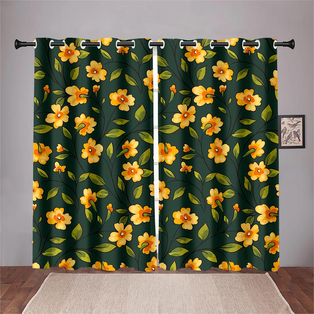 

Летняя зелень листва цветочные шторы 2 панели гостиная спальня кухня столовая декоративные шторы 50W130H(CM)X2PCS&HooK