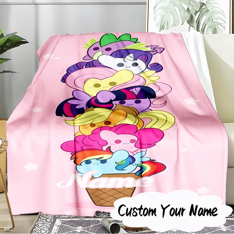 Custom Name Pony Friends Forever Blanket Ideal Bedding Blanket Perfect for Travel, Camping, Living Rooms, Offices, Sofas, Fan Christmas gift