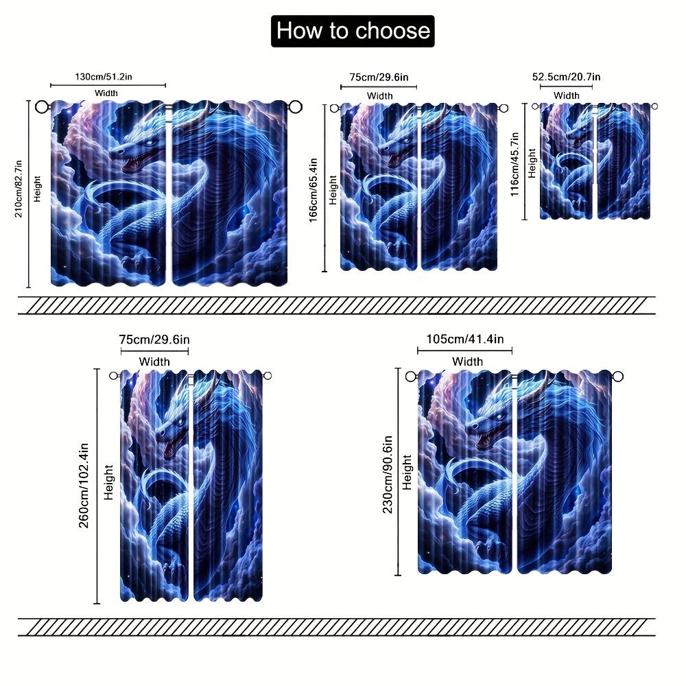 2er-Set Lichtfilternde Fenstervorhänge mit Echendrachenmotiv   Stangentaschen-Design   Pfirsichhaut-Samt-Polyester   Art-Déco-Stil für Be