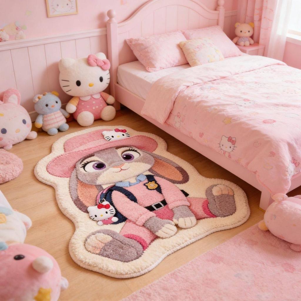 Cartoon Cute Carpet Imitation Cashmere Bedroom Bedside Stain-resistant And Easy To Care For Living Room Decoration Judith Nick Non-slip Floor Mat