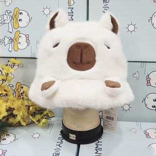 Children's adult parent-child hats winter cute cute kapibara plush ear hats thickened cold-proof boys