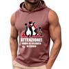 Men's Sleeveless Hoodie Casual Loose Fit Graphic Print Warning Bachelor Party T-Shirt Top for Leisure and Everyday Wear