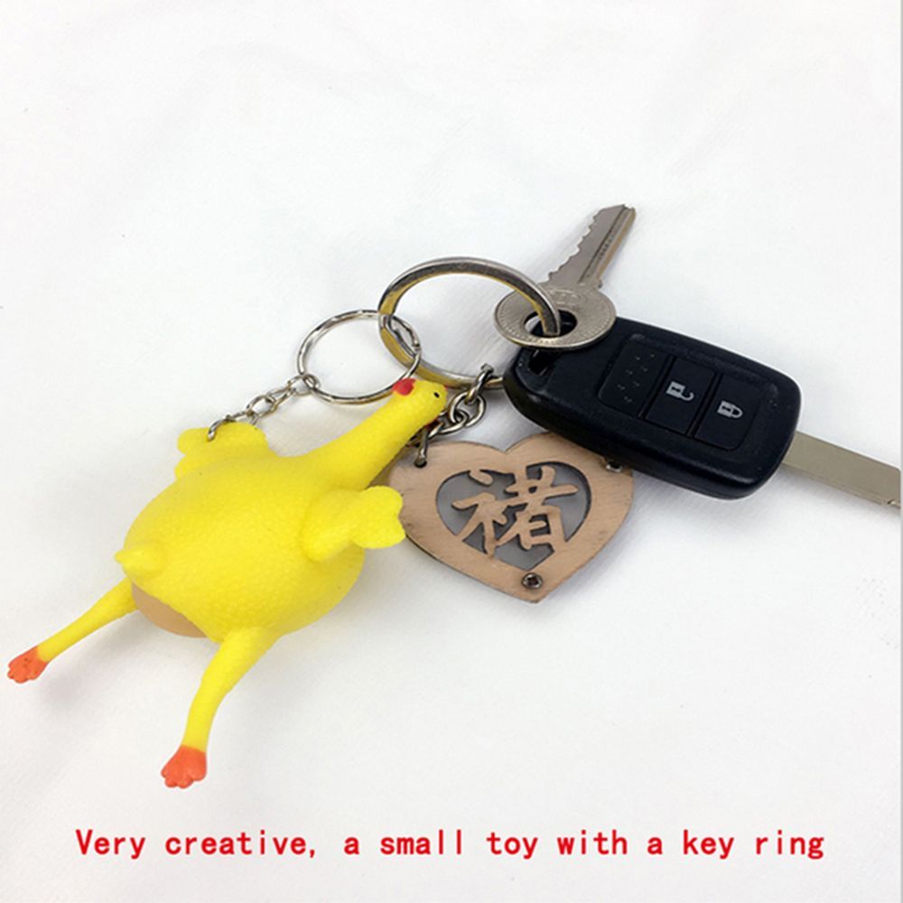 Yellow Hand Novelty Hens Pranks Spoof Halloween Gift Funny Chickens Lay Eggs Keychain Vent Toys