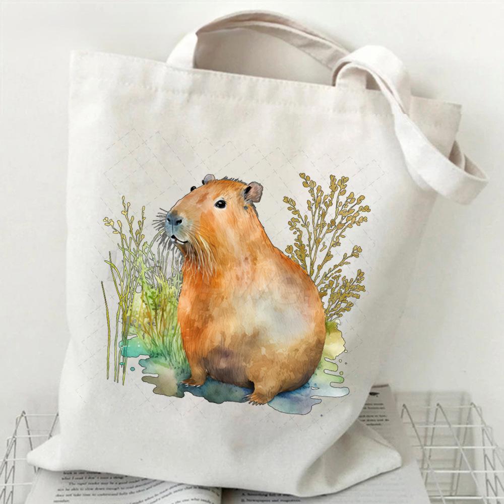 Fun Cartoon Canvas Storage Bag Large Capacity Shoulder Bag Women'S Shopping Bag Environmental Protection Bag Casual Messenger Bag