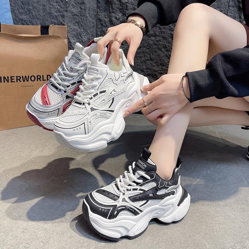 Mesh Breathable Fashion Trend Comfortable Old Thick Sole Heightening Dad Shoes Korean Version of High-end Cool Sports and Leisure Shoes