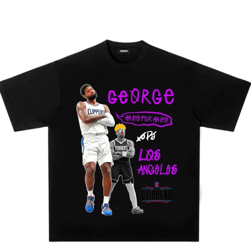 American Paul George Graffiti Design Original Loose Sports Heavyweight Sweat-absorbing Short-sleeved T-shirt