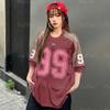 Women's T-shirt Short Sleeve Number Printed Retro Sports Jersey Crew Neck Top 3D Printed Street Popular Clothes