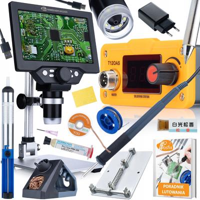 NanoPro 8in1 – Professionelles Lötset mit 7"" LCD 1200x Mikroskop | T12 Station | Löt- und Absaugzubehör