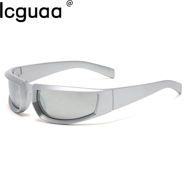 Steampunk Sport Silver Sunglasses Women Goggle Mirror Sun Glasses Men Punk Shades Eyewear Unisex Outdoor Eyeglasses Uv400