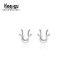 Higu S925 Silver Reindeer Pearl Stud Earrings - Christmas Antler Design