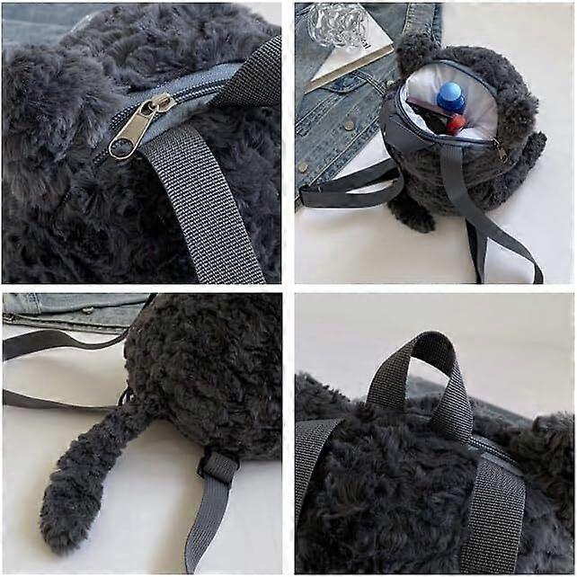 Cute Little Gray Cat Plush Backpack Kawaii Mini Women's Stuffed Animal Toy