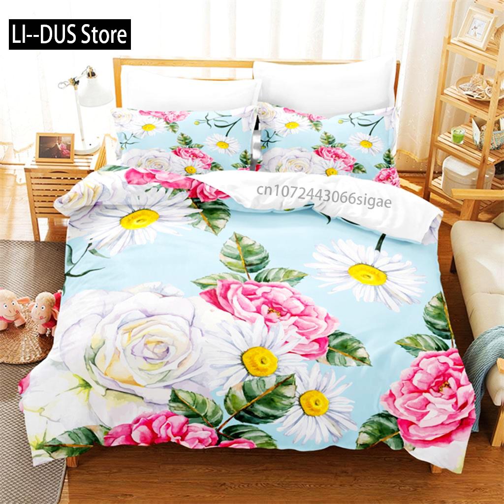 Beautiful Flowers Bedding Set Duvet Cover Set 3d Bedding Digital Printing Queen Size Bedding Sets Fashion Designs