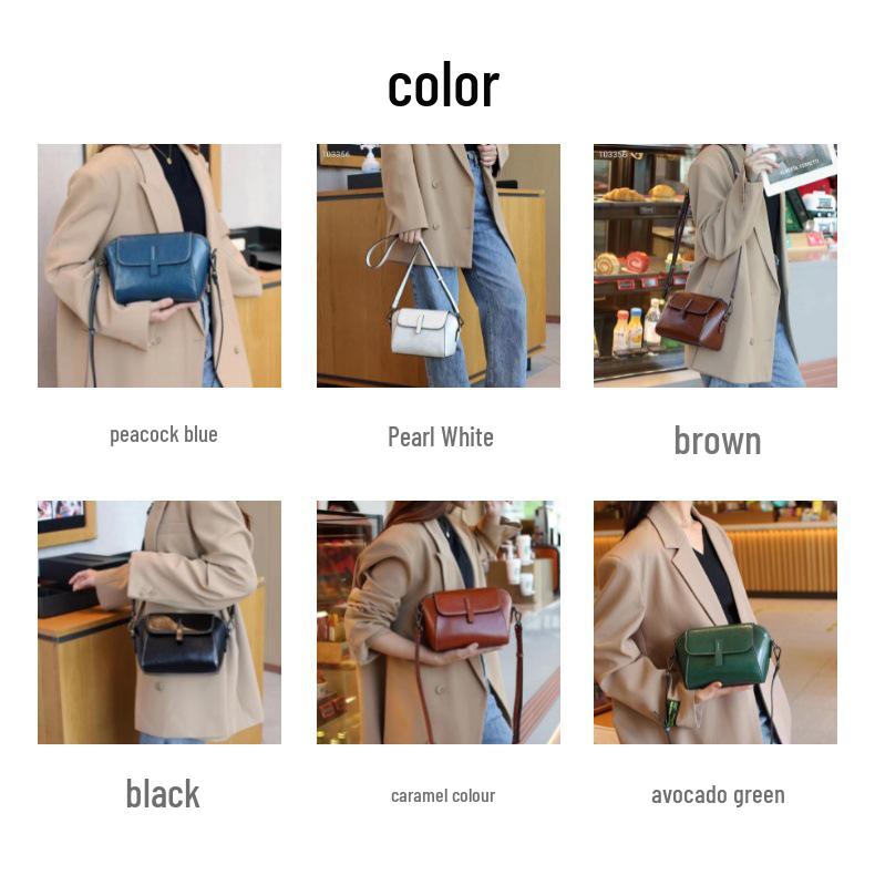 Bolsa Transversal Retro Feminina em Couro Genuíno - Elegante, Versátil, Pequena Bolsa de Couro para Ombro para o Dia a Dia.