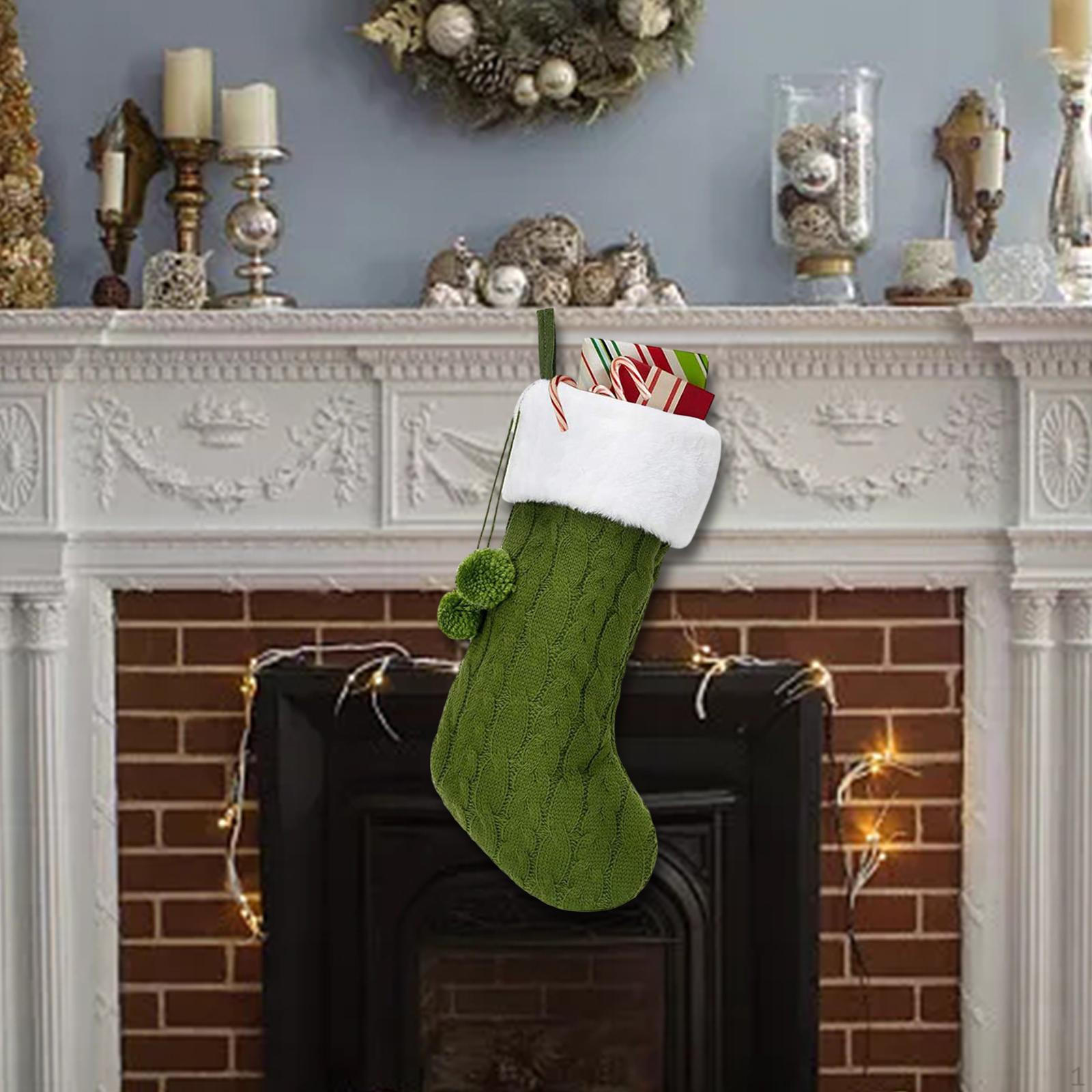 Festive Knit Christmas Stocking for Fireplace Decor