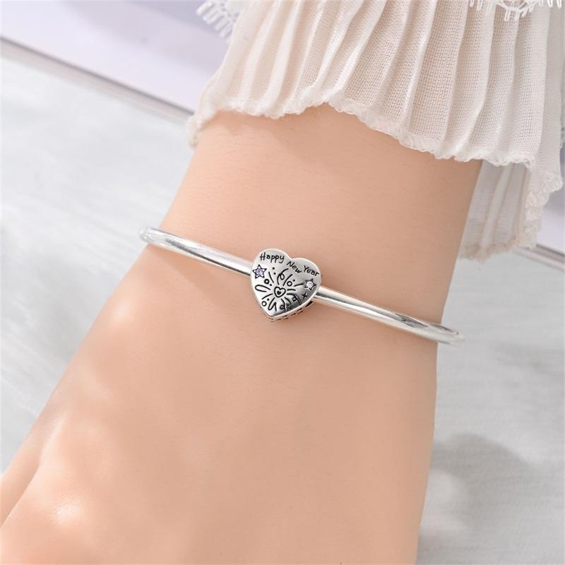 925  Silver Christmas Puppy Cat Charms Sleigh Happy New Year Bead Pendant Fit Original Bracelet Necklace Jewelry Gift