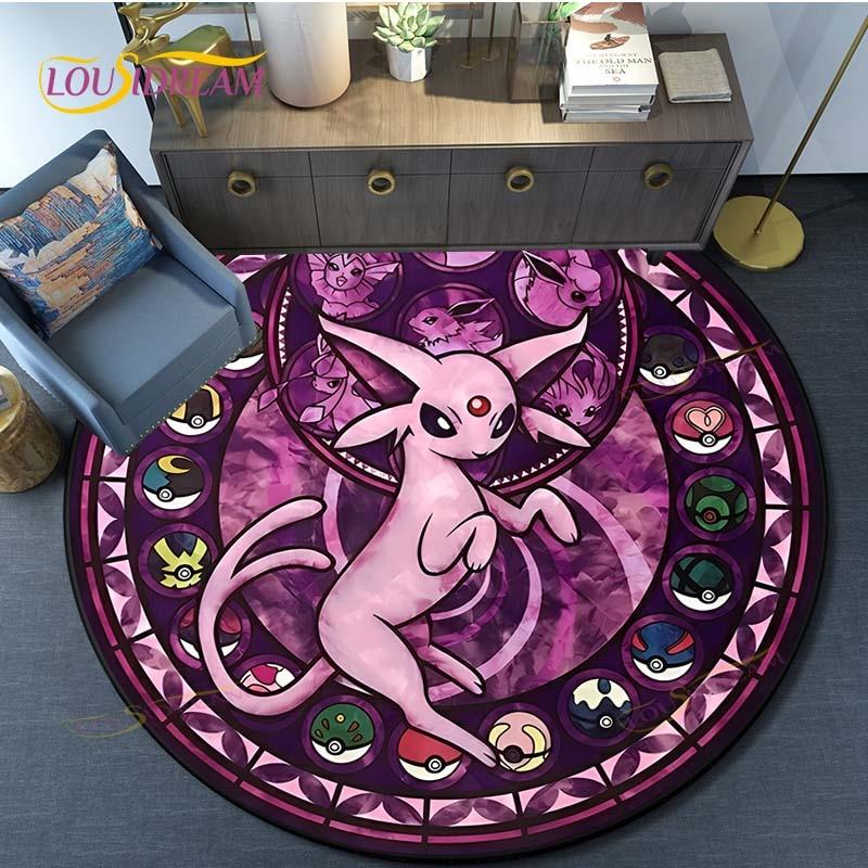 Cartoon Pokemon Round Carpet Fashion Cartoon Pictures Printed Round Area Rugs Parlor Bedroom Floor Mat Anti-slip  Area Rug  Rugs