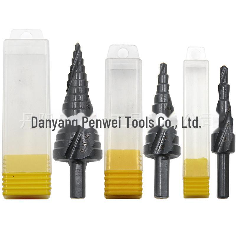 3-Piece Titanium-Coated Spiral Groove Step Drill Set with Triangular Handle