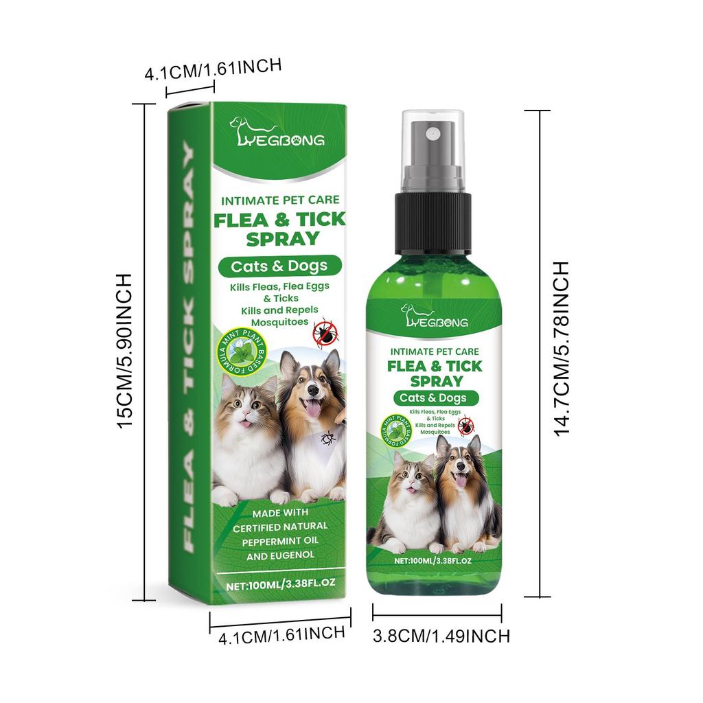 Pet External Deworming Spray,Dog, Cat, Hair, Skin, Deworming, Daily Mild Cleaning And Care Agent,pet Itching Relief,100ml