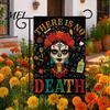 Decorative Burlap Lawn Banners Day of The Dead Garden Flag, 12x18 Inch Floral Skull Yard Festive Ornament Flags Mexican Gothic Skeleton Flowers
