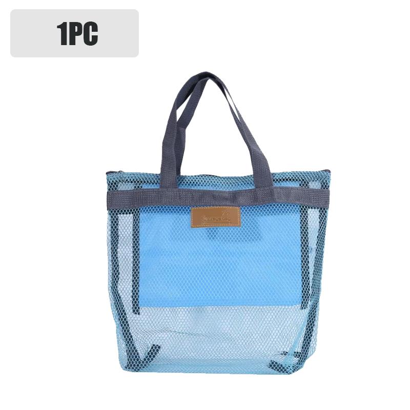 Leichte Netz-Strandtasche Reise-Organizer zum Schwimmen Toilettenartikel Outdoor-Aufbewahrung Handliche Tragetasche für den Urlaubsgebrauch