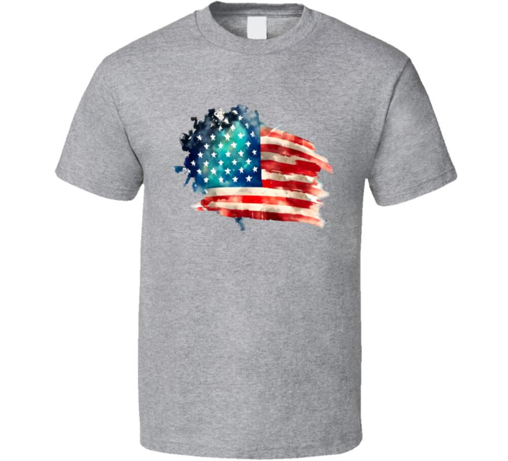 Painted American Flag Tee Patriotic Usa Pride T-Shirt Stars & Stripes T Shirt XL