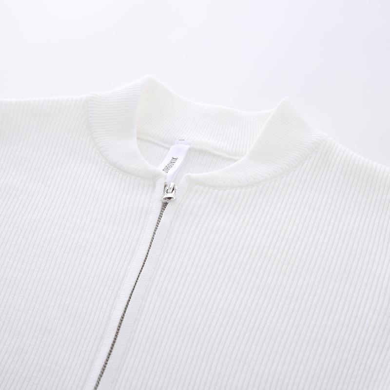 Men's Double Zip Stand Collar Knit Cardigan Korean Style Loose Casual Jacket