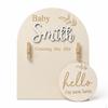 Wooden Ultrasound Photo Frame, DoubleSided Sign for Pregnancy Announcement or Baby's Birth, Wood