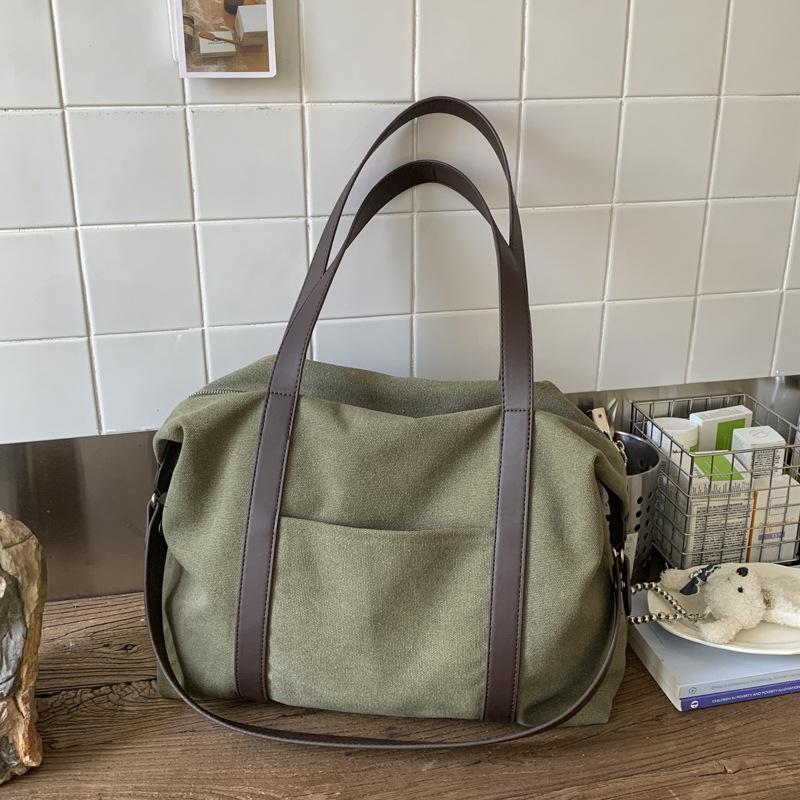 Niche Design New Lazy Style Fashion Canvas Contrasting Colors Casual Commuting Versatile Large Capacity Shoulder Messenger Bag