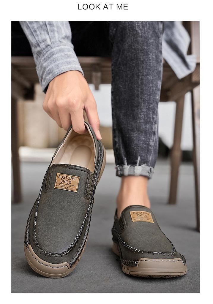 Herren Handgenähte Leder Slipper Loafer - Große Größe Freizeit Fahrerschuhe