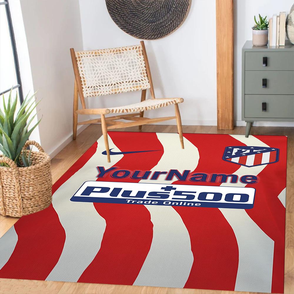 Atletico Madrid Customize Text Carpet Perfect for Outdoor Hallway Game Room Dormitory Anti-slip Rug Decorate Offices