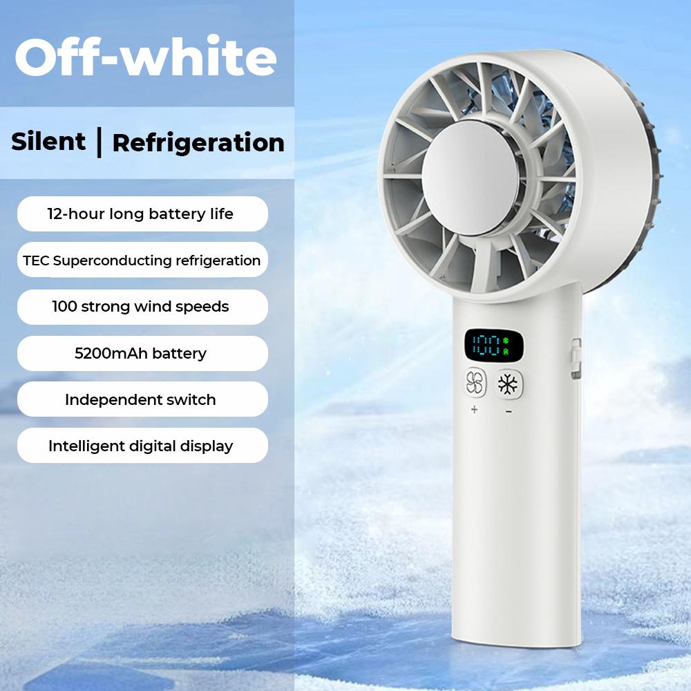 Handheld Mini Fan 5200mAh Battery Portable Rechargeable Fan with LED Display 100 Speed Turbo Fan for Beach Travel Vacation