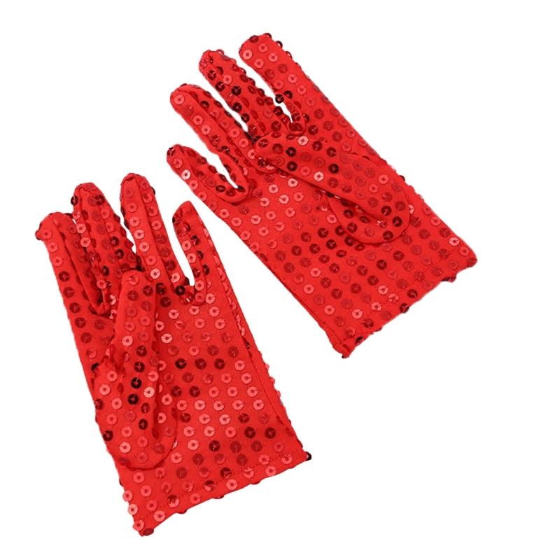 Elastischer Tanzwettbewerb Showhandschuh mit Pailletten Kinder Sonnenschutzhandschuhe rot
